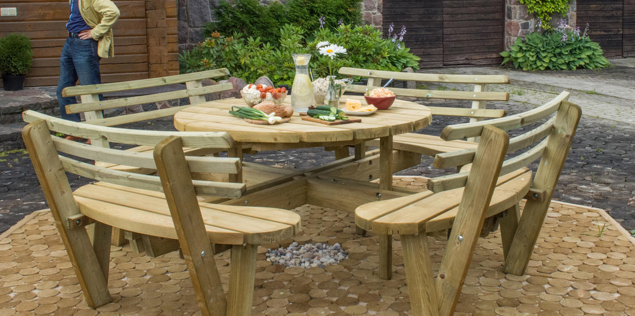New EKJU Products In Stock, Just in time for Summer! - Ekju Round Tables With Backrests