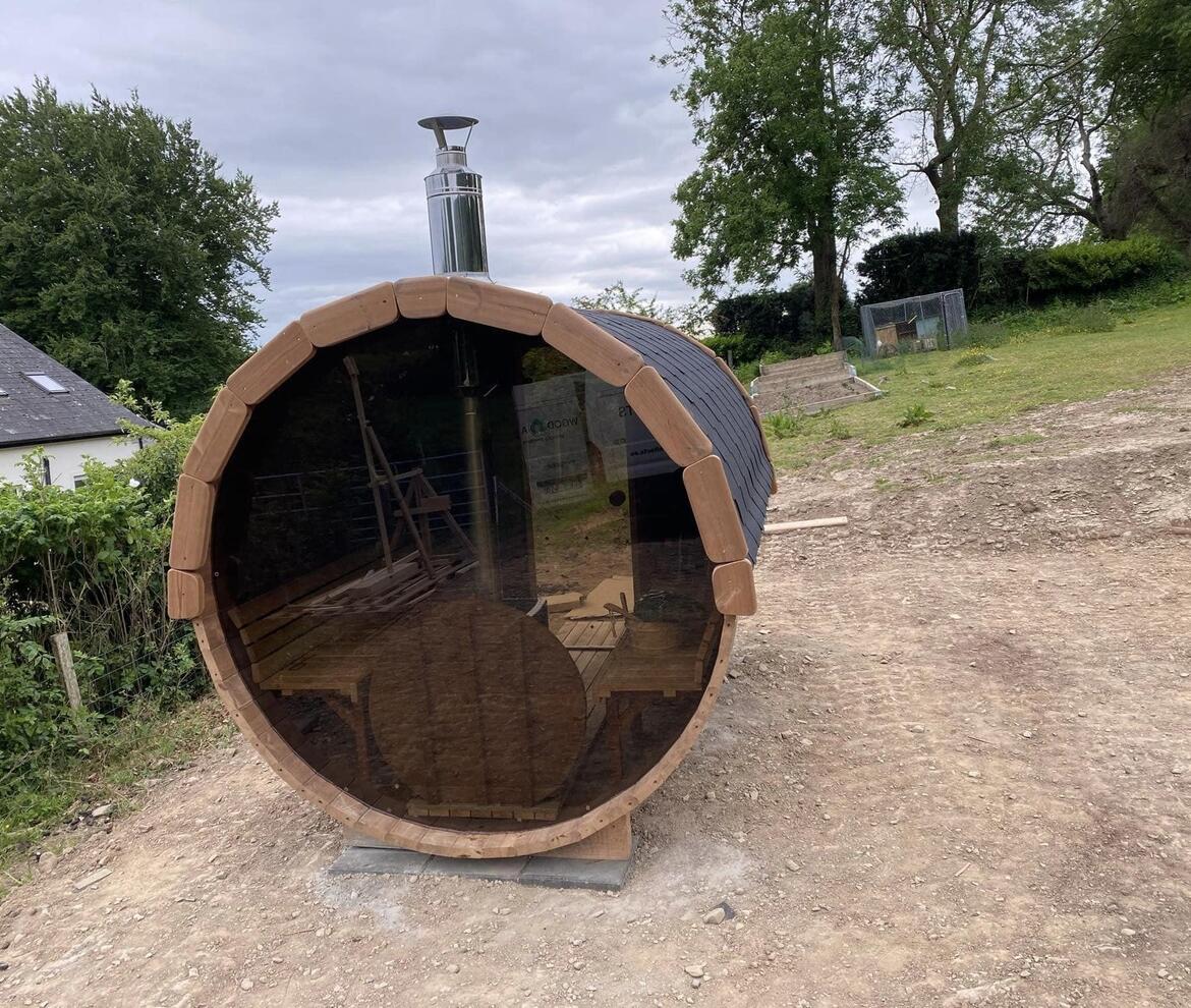 Woodstoc Barrel Sauna Panoramic Window - Barrel Sauna