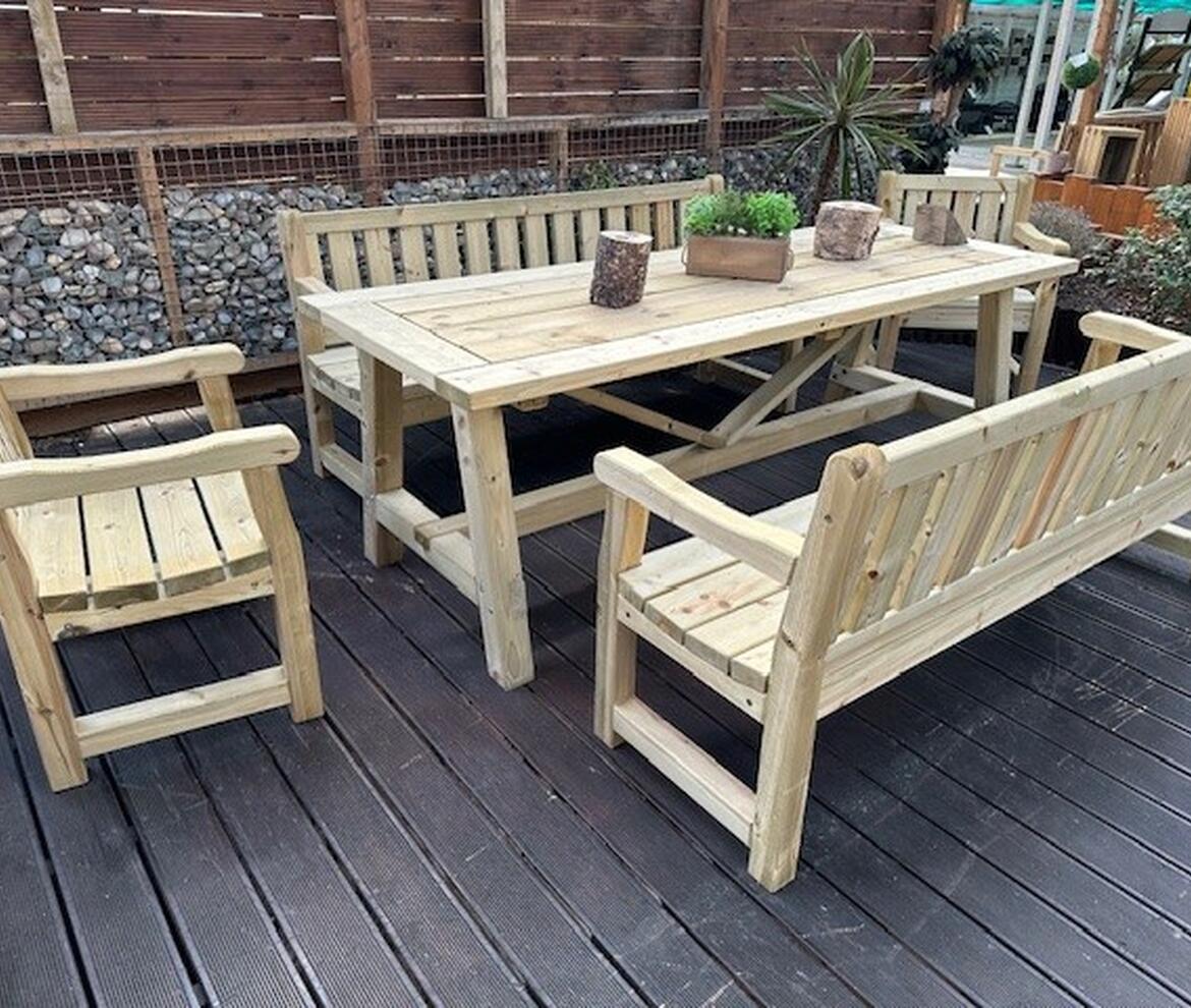 Massive Rectangular Dining Set - Garden Picnic Tables
