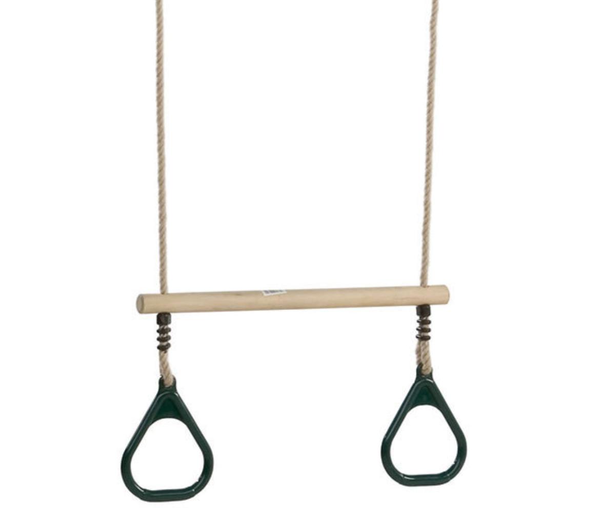 Wooden Trapeze with Plastic Rings - Jungle Gym Accessories