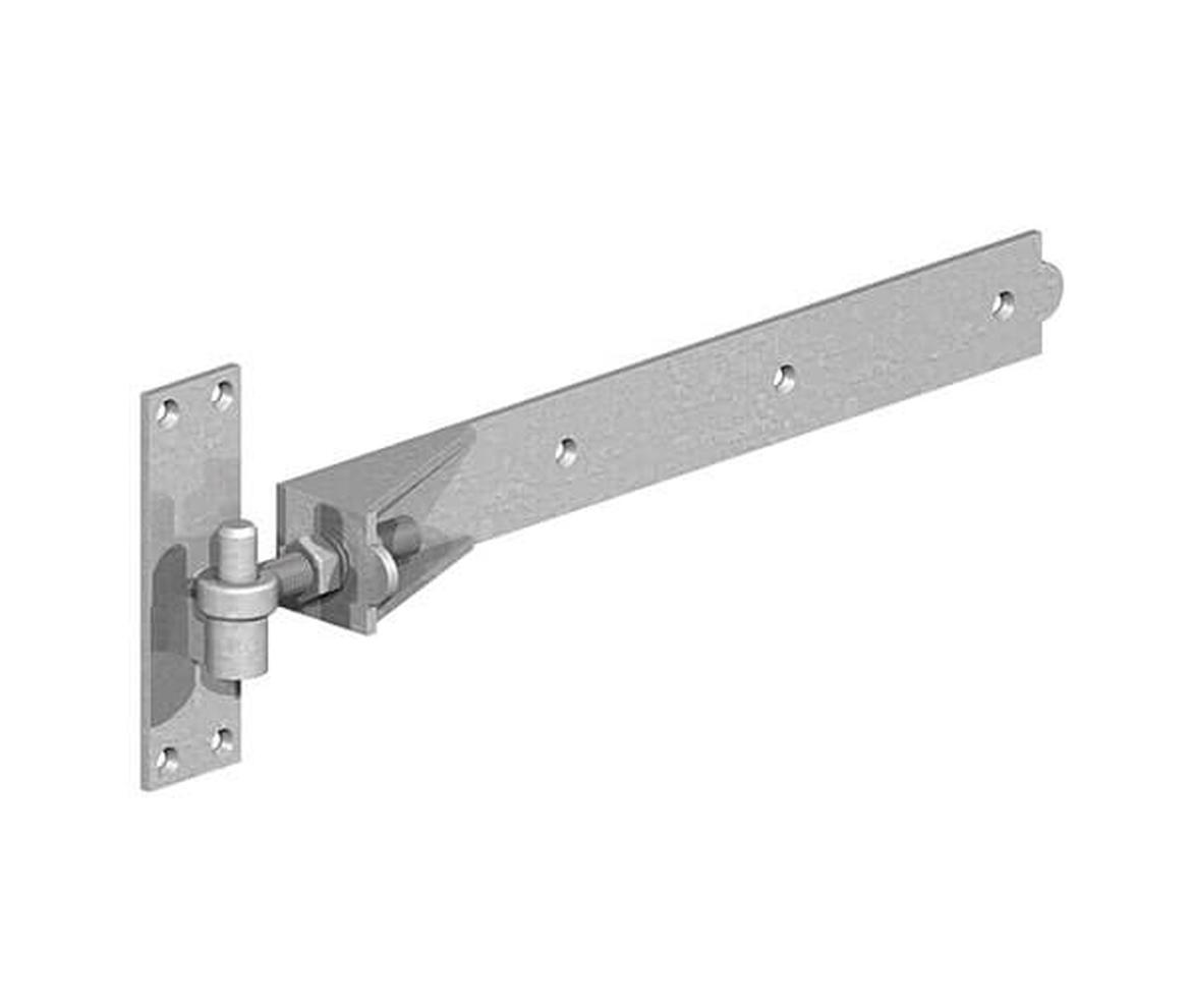 Galvanised Adjustable Band and Hook on Plate 600mm - Gate Hardware
