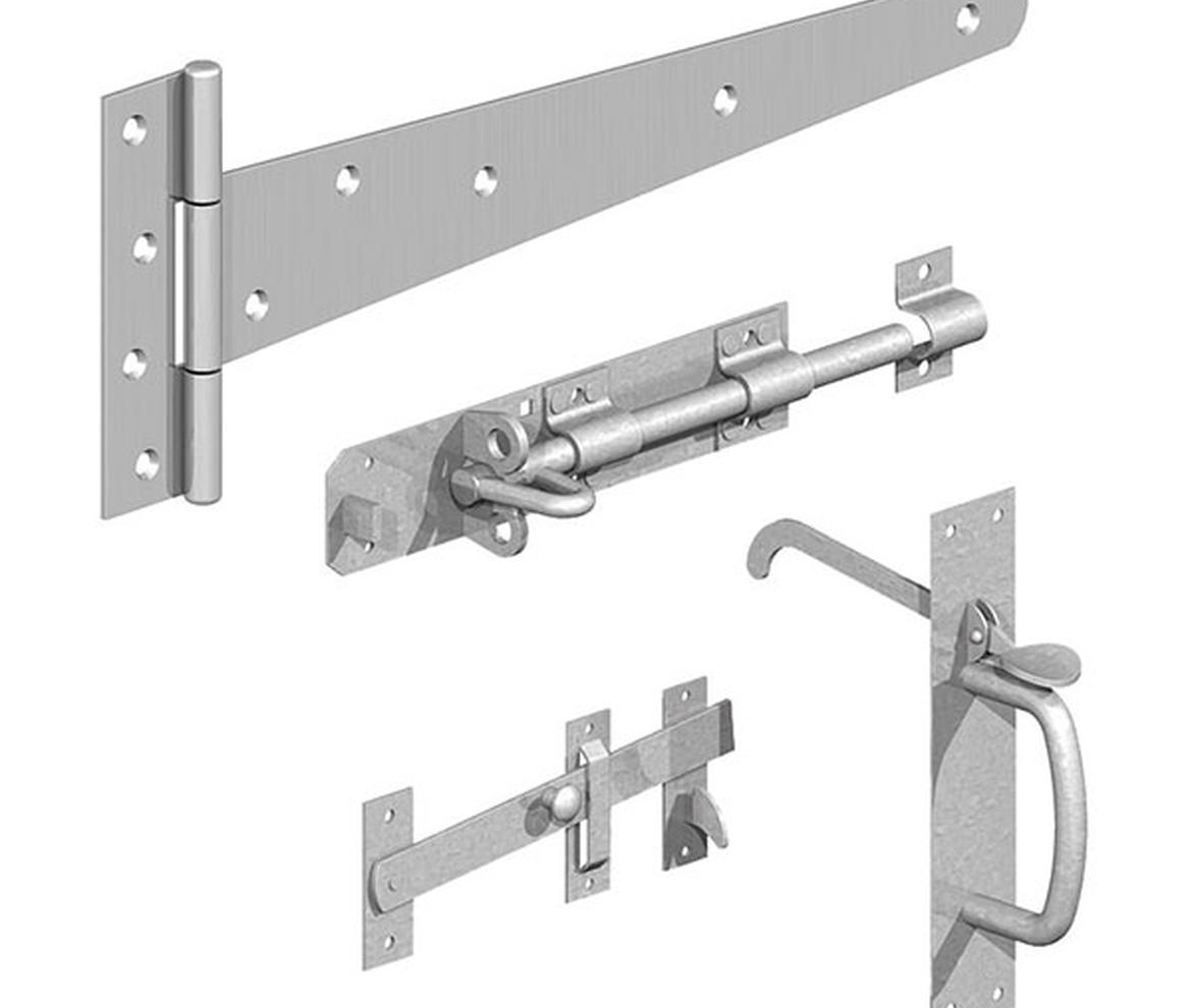 Galvanised Field Gate Side Gate Kit with Suffolk Latch & 450mm Hinges - Gate Hardware