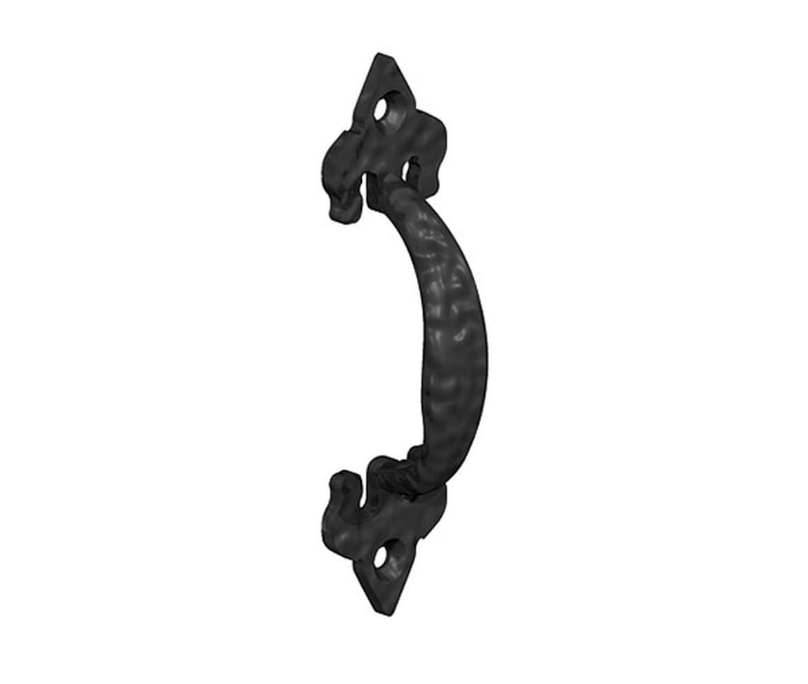 Dull Black Ornamental Fleur De Leys Pull Handle 175mm - Gate Hardware