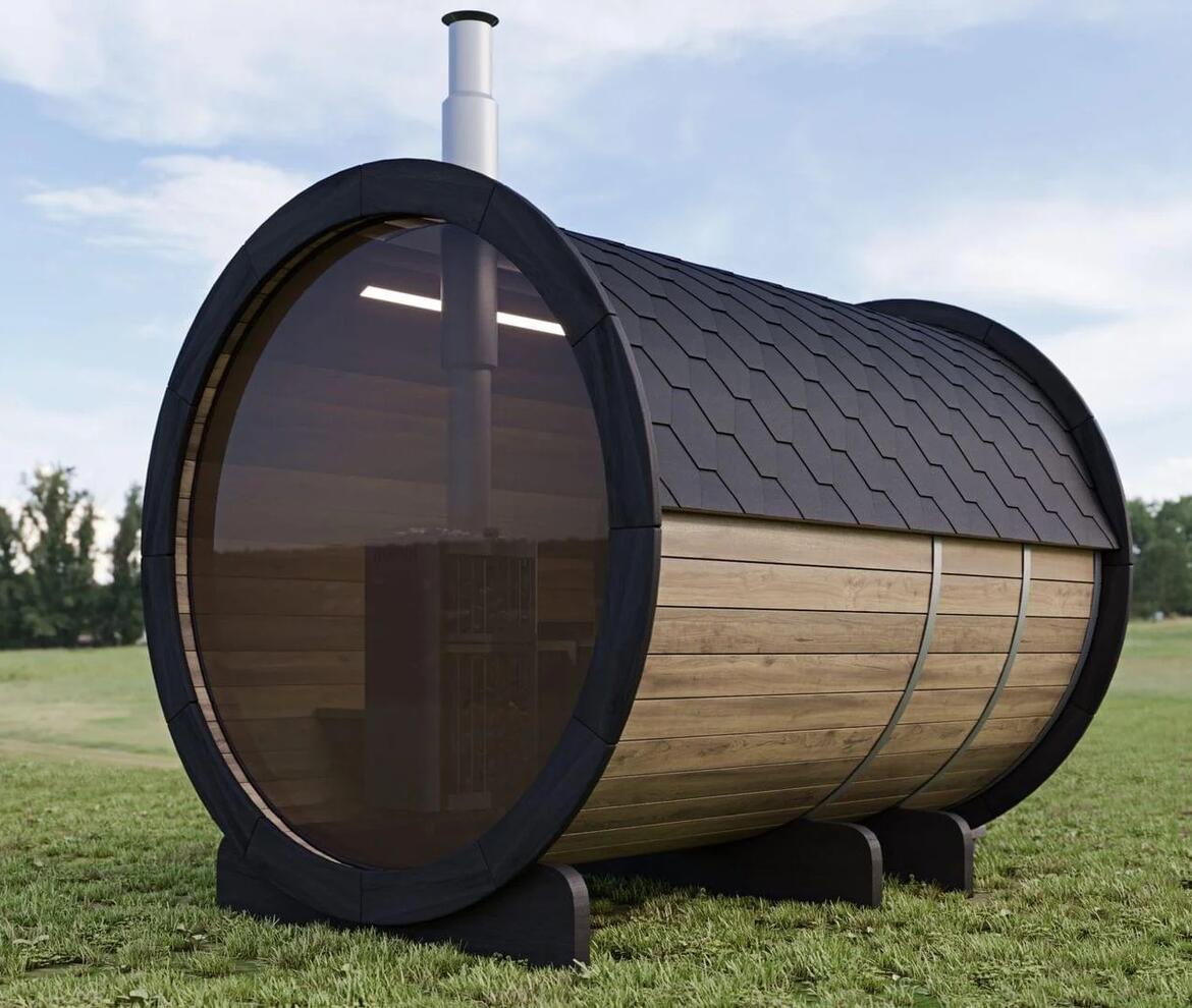Woodstoc Barrel Sauna Panoramic Window - Barrel Sauna