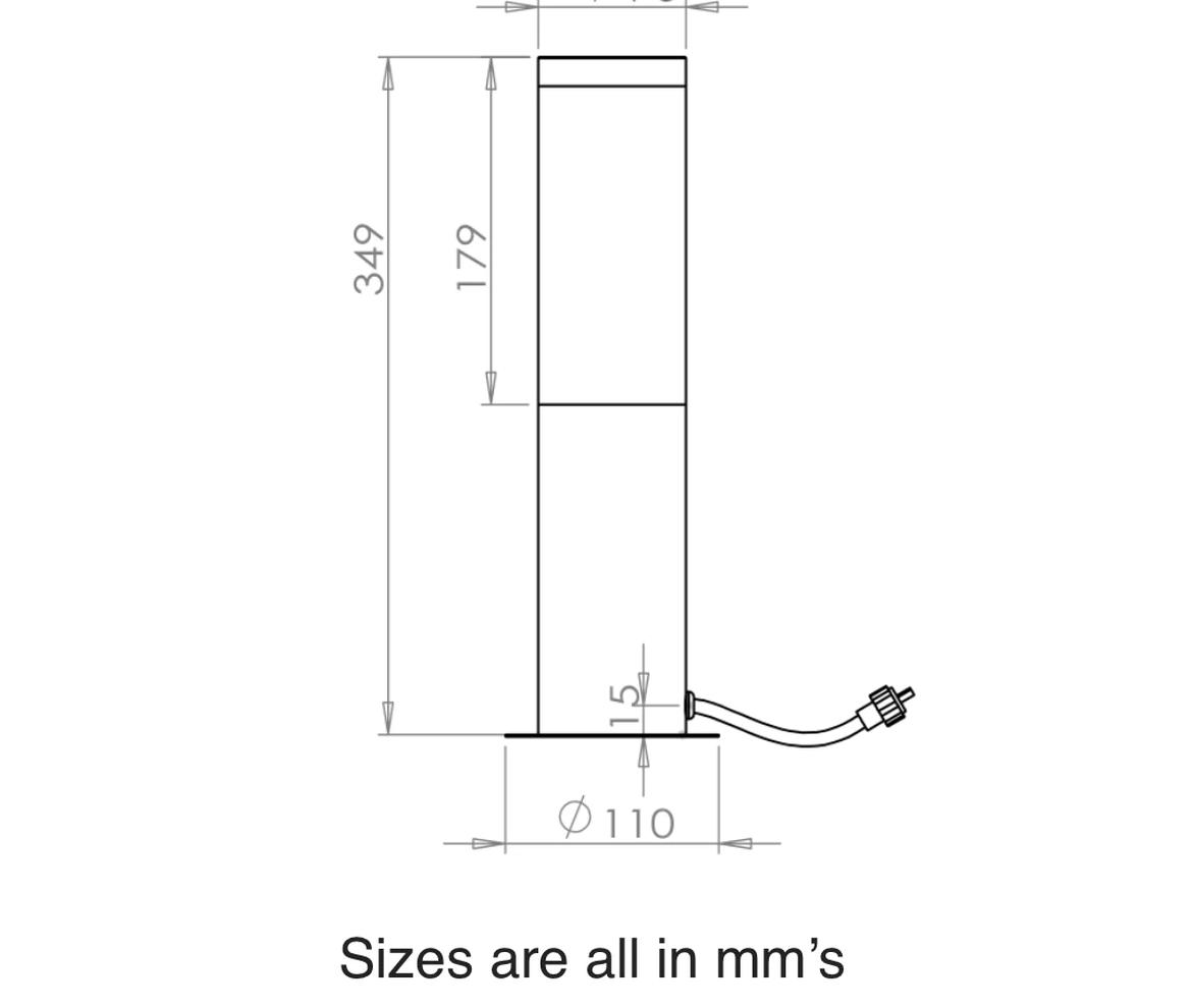 Ellumiere Bollard Light S/Steel - Mains Lighting
