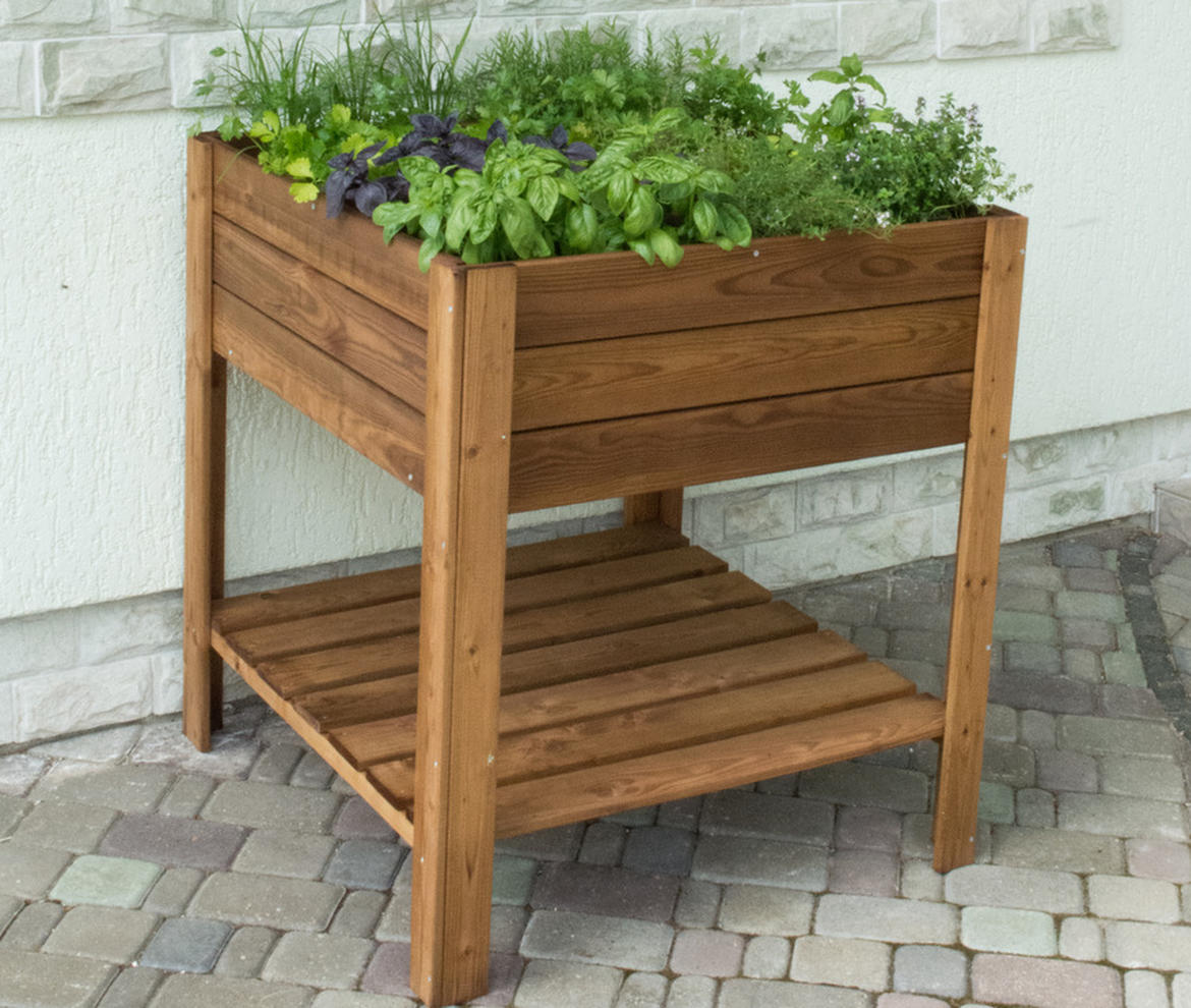 EKJU 4 Section Raised Vegetable Bed & Bottom Shelf - Planters