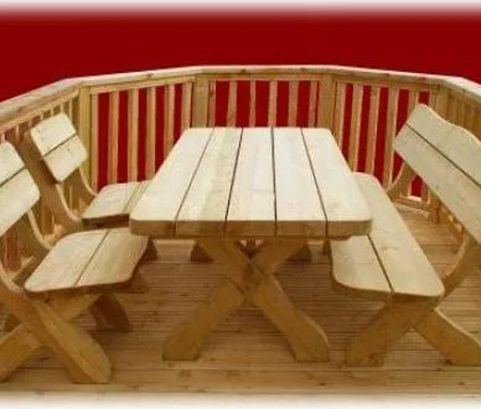 Chunky Rectangle Table, Bench Seat and 2 Chairs - Garden Furniture Sets