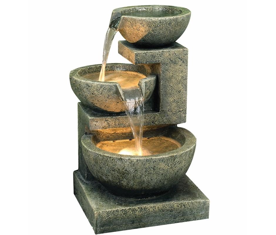 Medium Granite Three Bowl Water Feature  - 