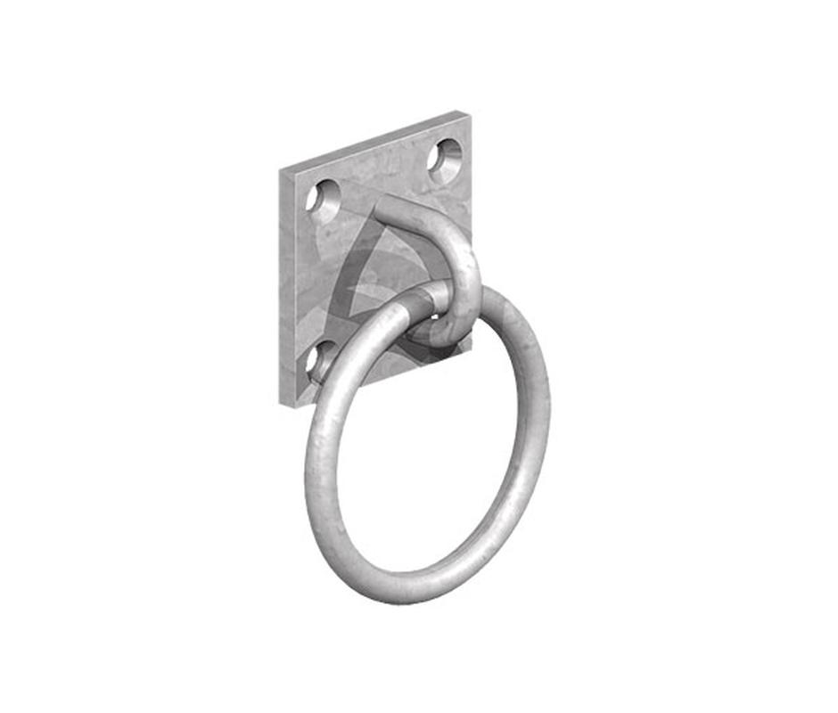 Galvanised Ring on Plate 50mm x 50mm - Gate Hardware