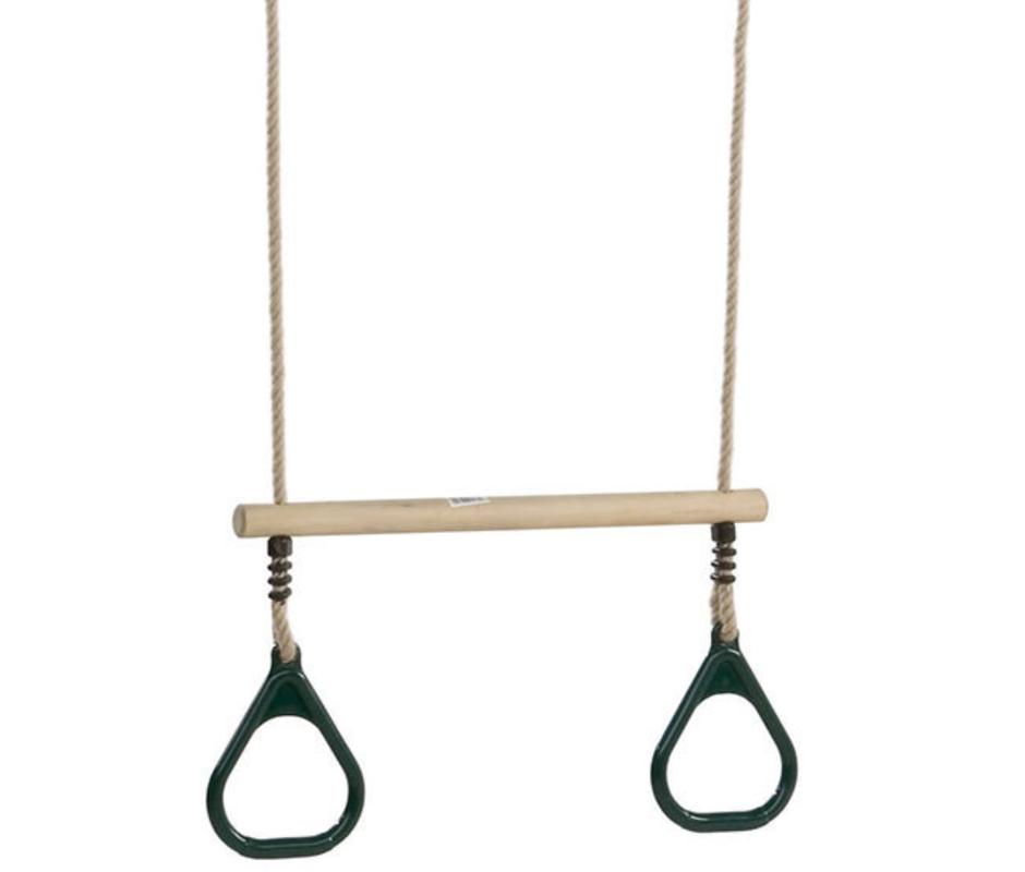 Wooden Trapeze with Plastic Rings - 