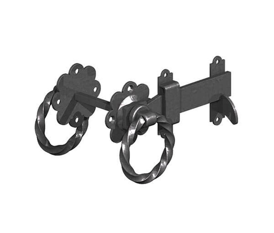 Epoxy Black Ring Gate Latch – Twisted 150mm - 